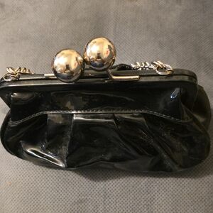 Black Patent Kiss-Lock Evening Clutch
